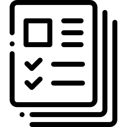 Icon representing an overview with checklist and documents